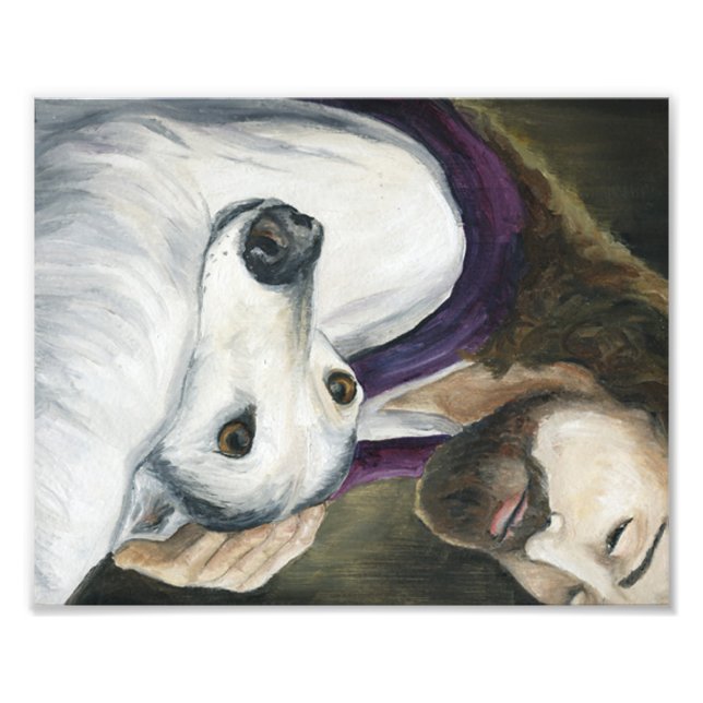 Jesus och Greyhound Hund Art Print Fototryck (Framsidan)