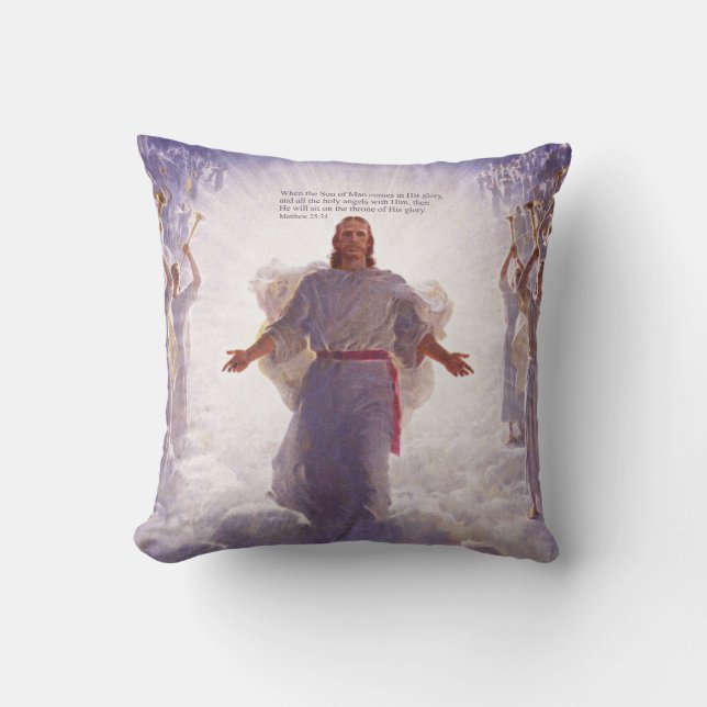 Jesus och hans Änglar 1-fyllnadsalternativ Kudde (Framsida)