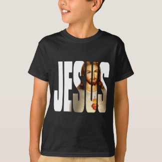 Jesus och hans avbildar på svart tee shirt