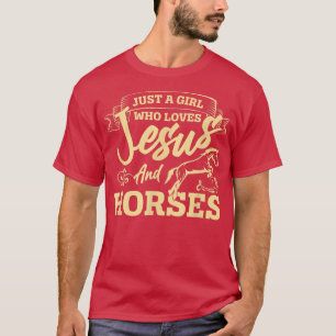 Jesus och hästar Horse Lover Girls Women Horseback T Shirt