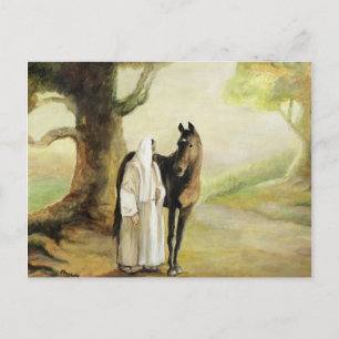 Jesus och Horse Art Postcard Vykort