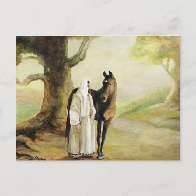 Jesus och Horse Art Postcard Vykort (Framsida)