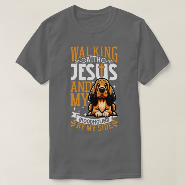 Jesus och hund Bloodhound T Shirt (Design framsida)