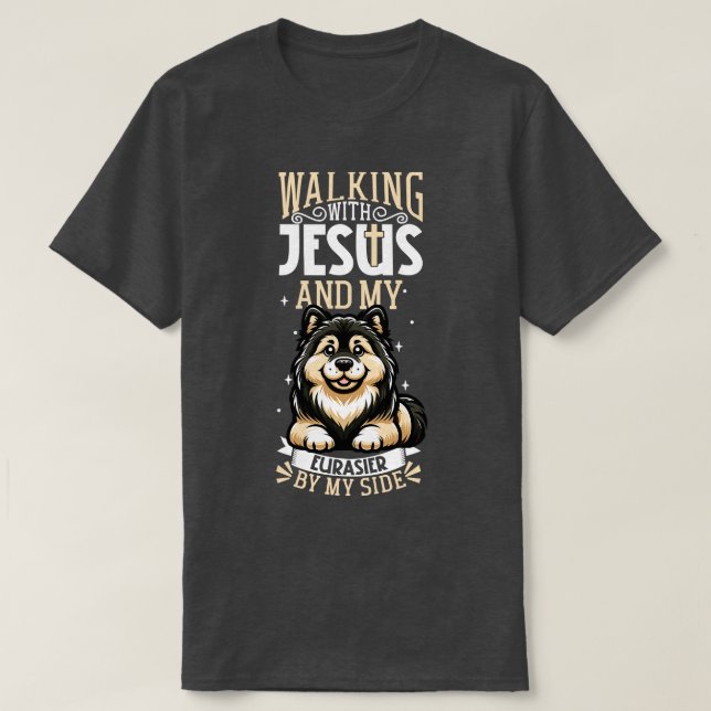Jesus och hund Eurasier T Shirt (Design framsida)