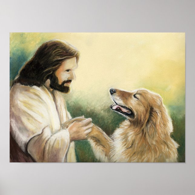 Jesus och Hund gyllene återgivningskonst Poster (Framsidan)