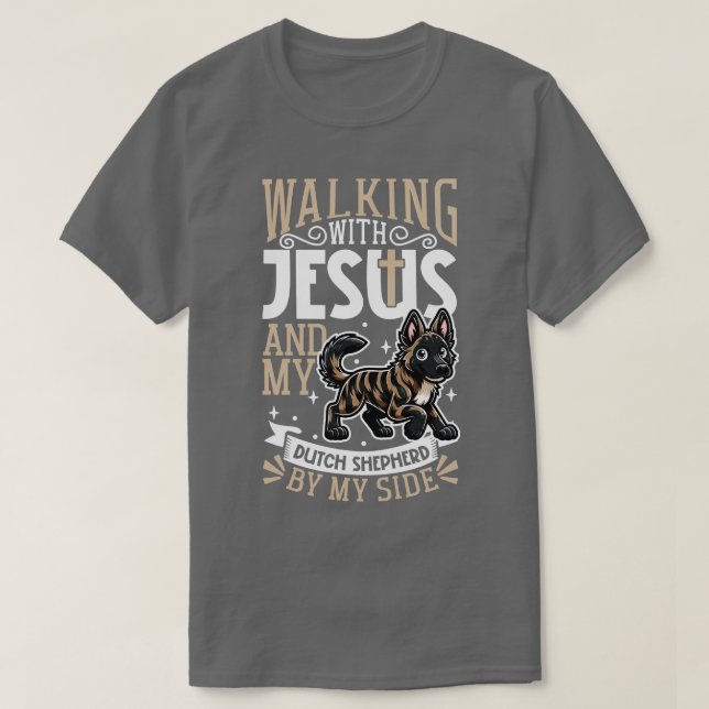 Jesus och hund holländska shepherd t shirt (Design framsida)