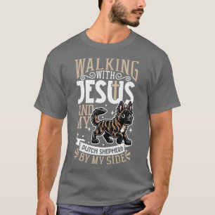 Jesus och hund holländska shepherd t shirt