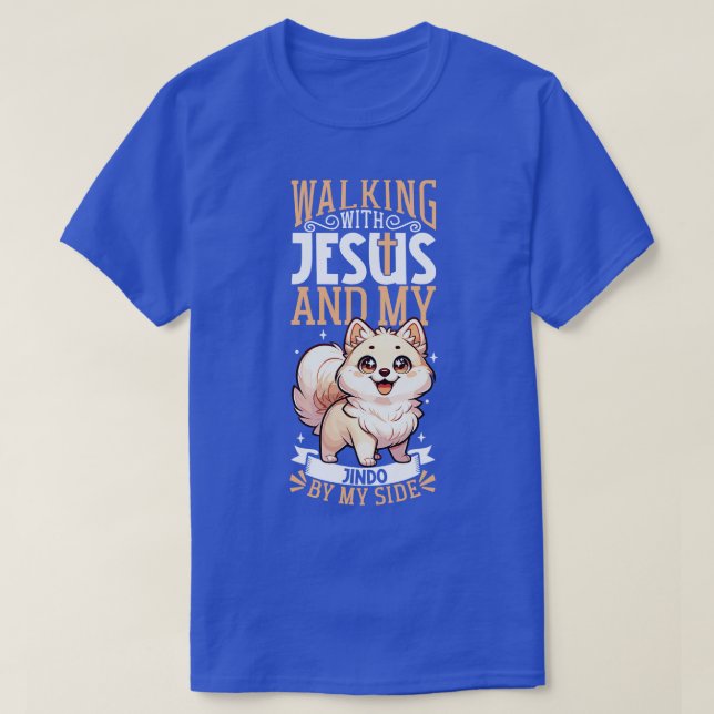 Jesus och hund koreanska Jindo T Shirt (Design framsida)