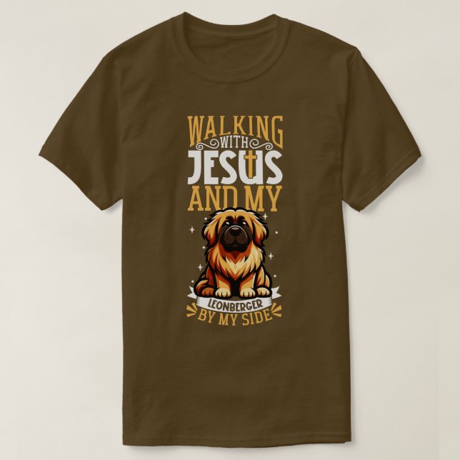 Jesus och hund Leonberger T Shirt (Design framsida)