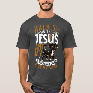 Jesus och hund Mountain Cur T Shirt