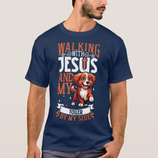 Jesus och hund Nova Scotia Anka Tolling Retriever T Shirt