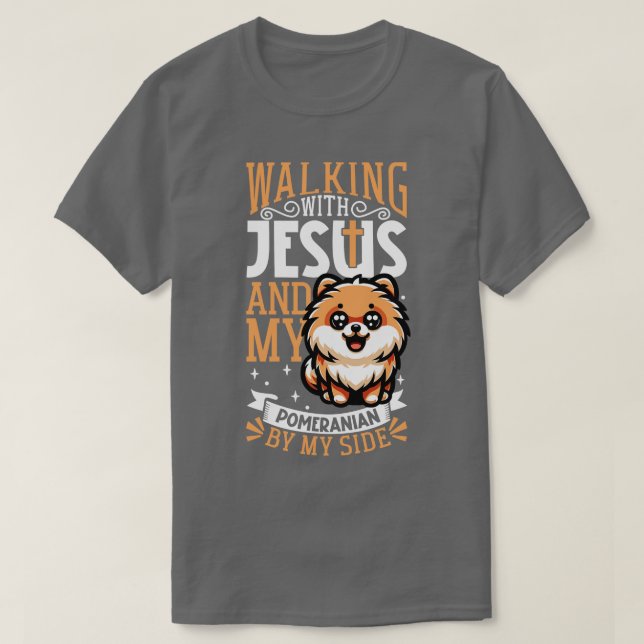 Jesus och hund Pommern T Shirt (Design framsida)