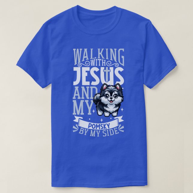 Jesus och hund Pomsky T Shirt (Design framsida)