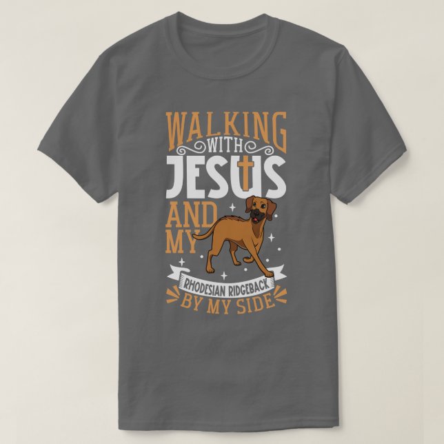 Jesus och hund Rhodesian Ridgeback T Shirt (Design framsida)