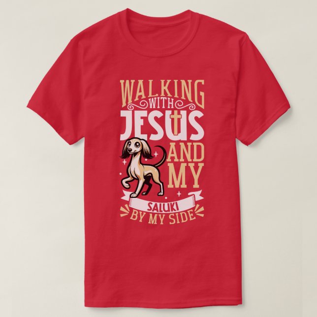 Jesus och hund Saluki T Shirt (Design framsida)