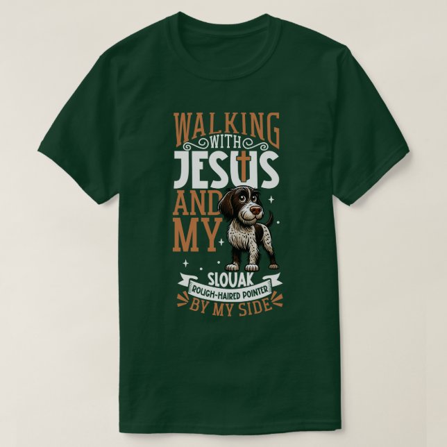 Jesus och hund Slovakia Roughhved Pointer T Shirt (Design framsida)