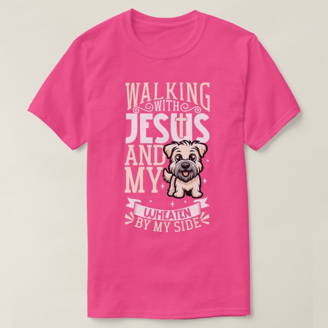 Jesus och hund Softated Wheaten Terrier T Shirt (Design framsida)