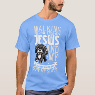 Jesus och hund spanska Vatten Hund T Shirt