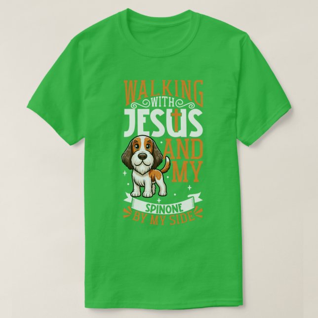 Jesus och hund Spinone Italiano T Shirt (Design framsida)