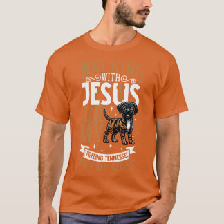 Jesus och hund Treeing Tennessee Brindle T Shirt