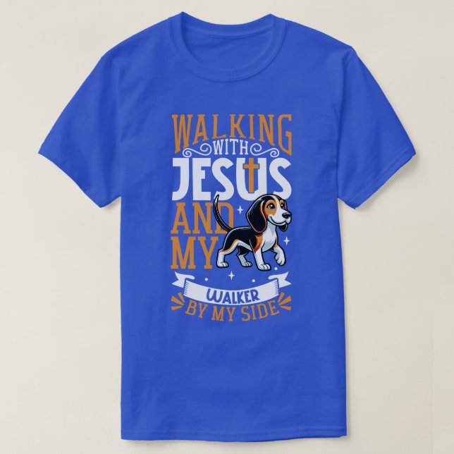 Jesus och hund Treeing Walker Coonhound T Shirt (Design framsida)