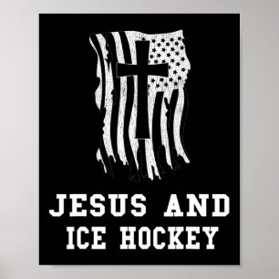 Jesus och ishockeydesign kristen Jesus-fan Poster