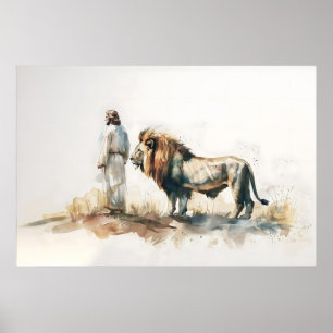 Jesus Och Judas Lejon Vattenfärg Kristna Poster