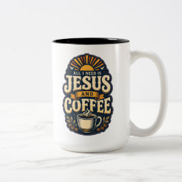Jesus och kaffe Kristet hopp Kaffeälskare  Två-Tonad Mugg