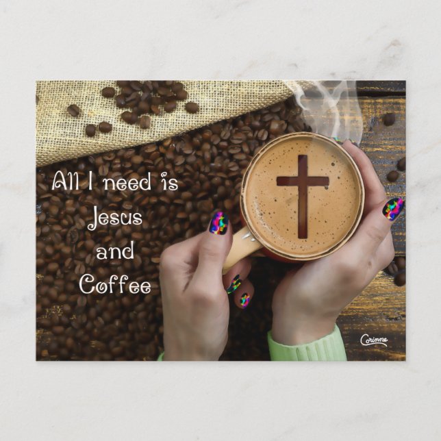 Jesus och kaffe - vykort (Framsida)