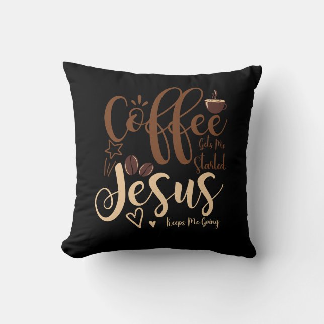 Jesus och kaffefeister Kristna som säger Behållor  Kudde (Framsida)