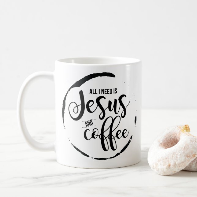 Jesus och kaffemugg (Med munk)