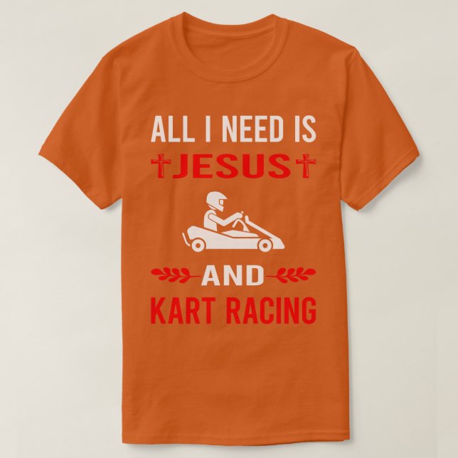 Jesus och Kart Tävla Karting Go Kart T Shirt (Design framsida)