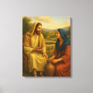Jesus och kvinnan på WinS-väggkonsten Canvastryck