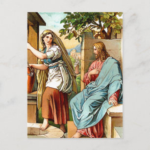 Jesus och kvinnor på vykortet vykort