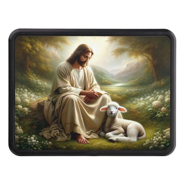 Jesus och Lamb Hitch Cover Dragkroksskydd (Framsidan)