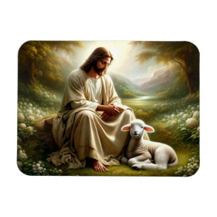 Jesus och Lamb Magnet