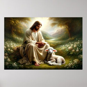 Jesus och Lamb Poster
