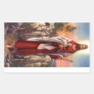 Jesus och lambs rektangulärt klistermärke