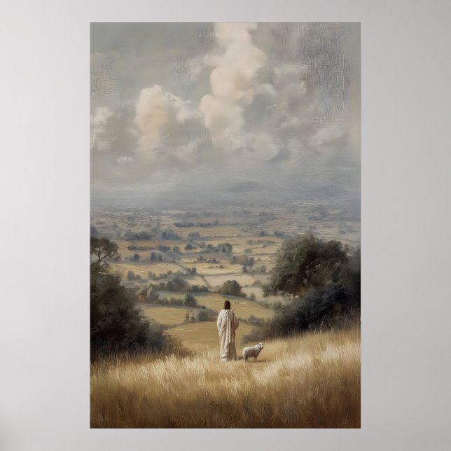 Jesus och lamm Förlorade får Jesus lämnar 99 bra Poster (Framsidan)