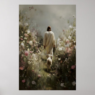 Jesus och lamm kristen väggkonst Modern