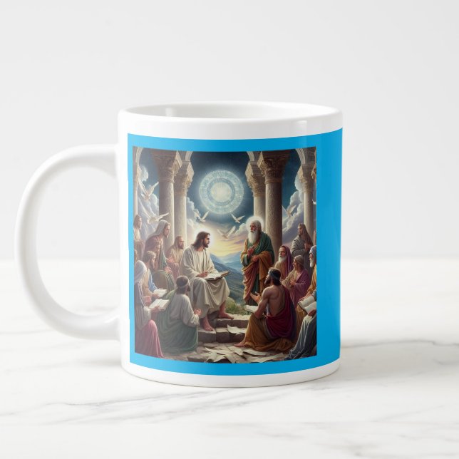Jesus och lärarna: Matthew 19:26 Jumbo Mugg (Vänster)