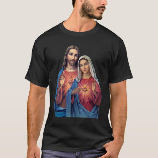Jesus och Mary Hearts mycket nära varandra (Twin T Shirt