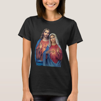 Jesus och Mary Hearts mycket nära varandra (Twin T Shirt