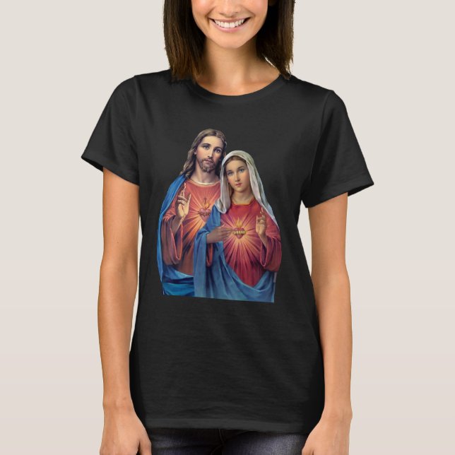 Jesus och Mary Hearts mycket nära varandra (Twin T Shirt (Framsida)