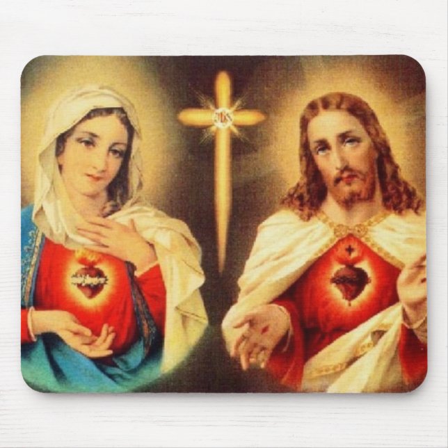 Jesus och Mary Helig Heart Musmatta (Framsidan)