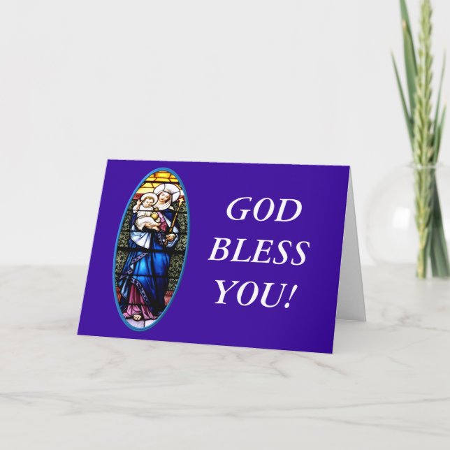 Jesus och Mary nedfläckad glasfönster Helgkort (Framsida)