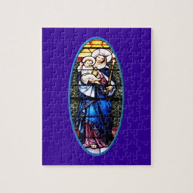 Jesus och Mary nedfläckad glasfönster Pussel (Vertikal)