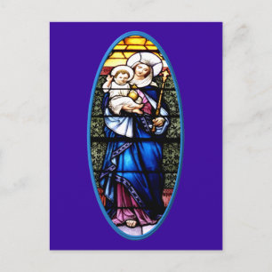 Jesus och Mary nedfläckad glasfönster Vykort