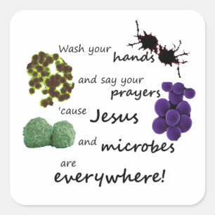Jesus och Microbes Fyrkantigt Klistermärke