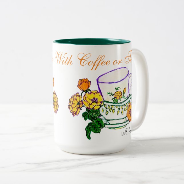 Jesus och mig med kaffe eller te Två-Tonad mugg (Framsida höger)